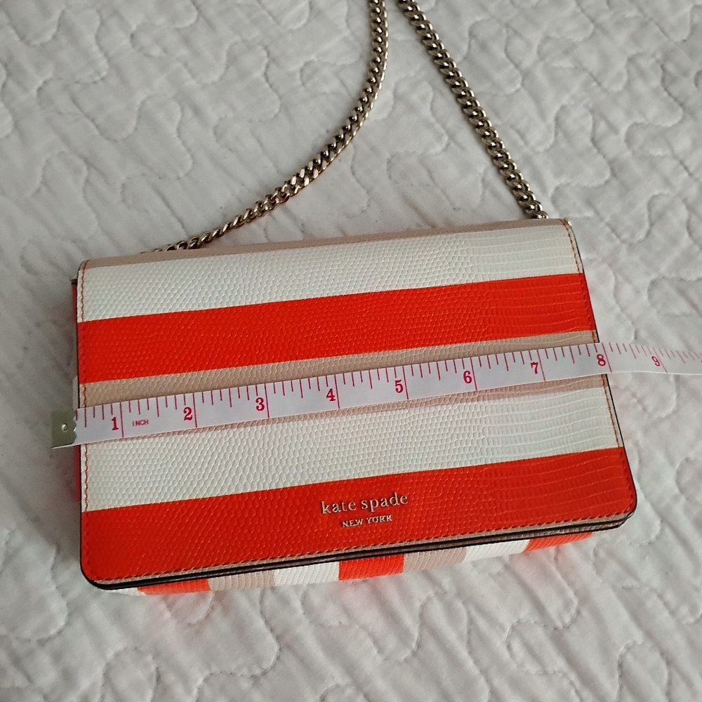 Kate Spade Orange, Tan, and White Striped Crossbody Bag with Wallet - Picture 6 of 6